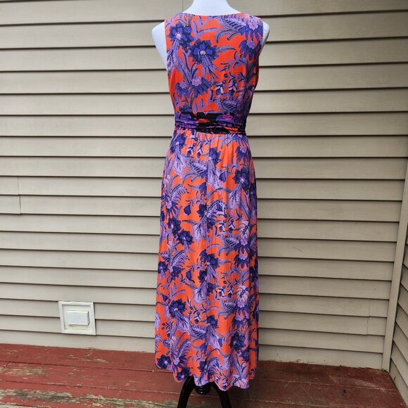 Maeve Anthropologie Macie Maxi Dress Floral Print Red Purple Pockets Sleeveless - Picture 11 of 14